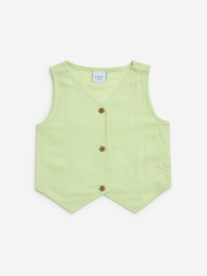 HOP Kids Lime Embroidered Waistcoat