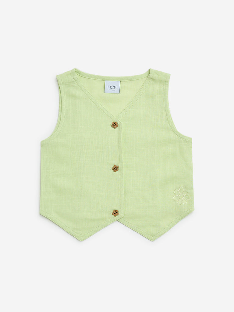 HOP Kids Lime Embroidered Waistcoat