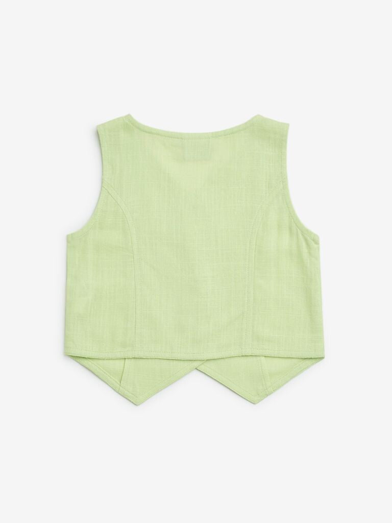 HOP Kids Lime Embroidered Waistcoat - Image 3