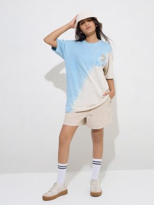 Y&F Kids Light Beige High-Rise Denim Shorts