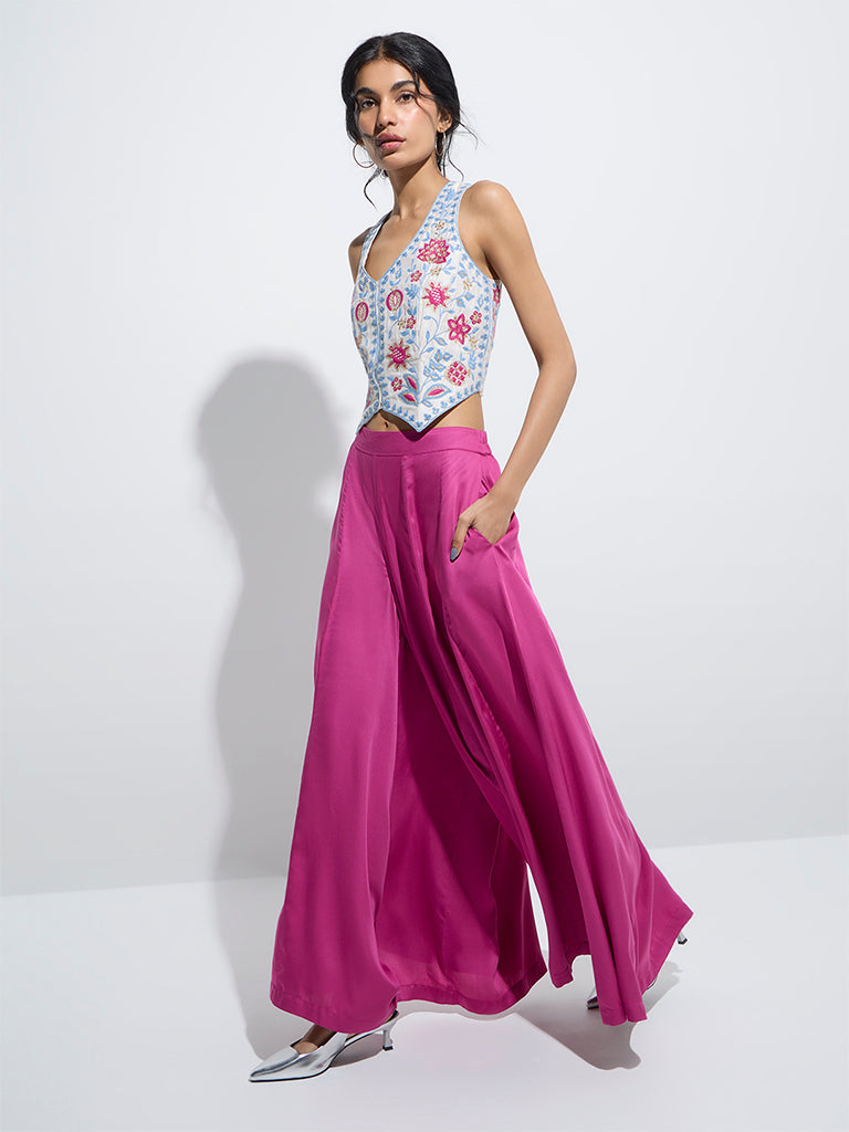 Vark Off-White Floral Embroidered Ethnic Top - Image 2