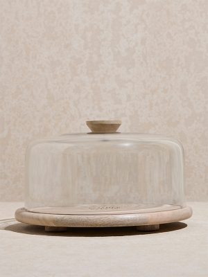 Westside Home Beige Glass Cloche with Wooden Base