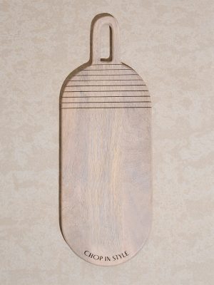 Westside Home Beige Stripe Detailed Wooden Chopper