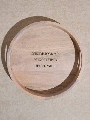 Westside Home Beige Text Patterned Serving Tray