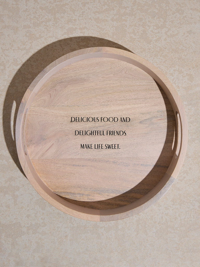 Westside Home Beige Text Patterned Serving Tray