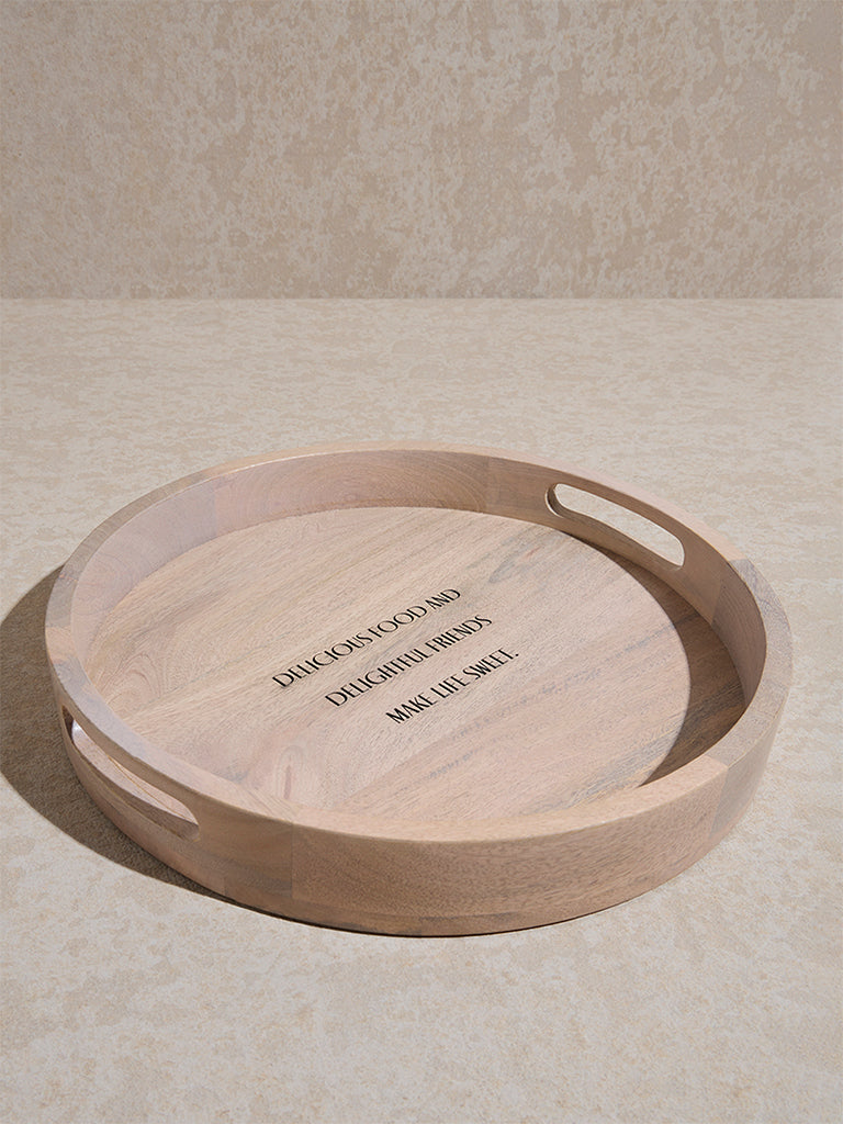 Westside Home Beige Text Patterned Serving Tray - Image 2