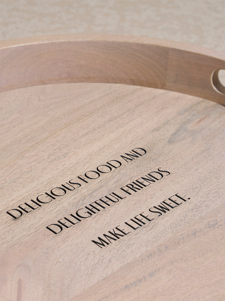 Westside Home Beige Text Patterned Serving Tray - Image 3