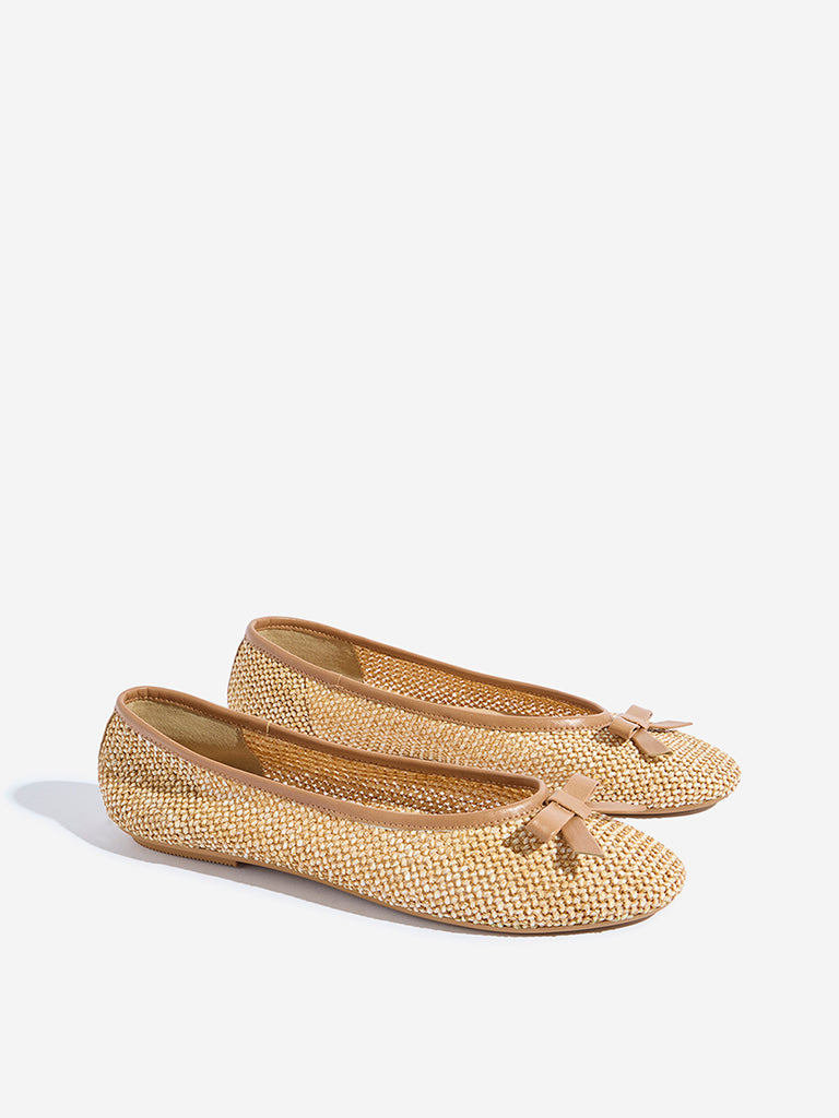 LUNA BLU Beige Jute-Textured Ballerina - Image 2