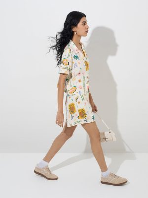 Nuon Off-White Printed Shirt