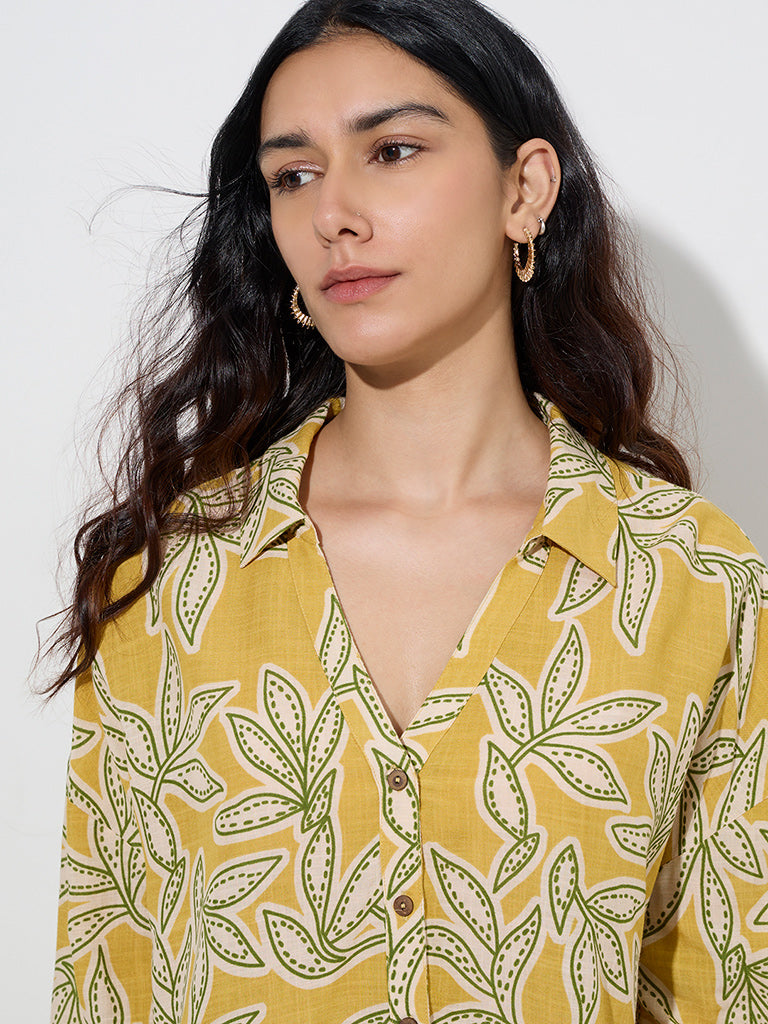 LOV Mustard Leaf Printed Shirt - Image 2