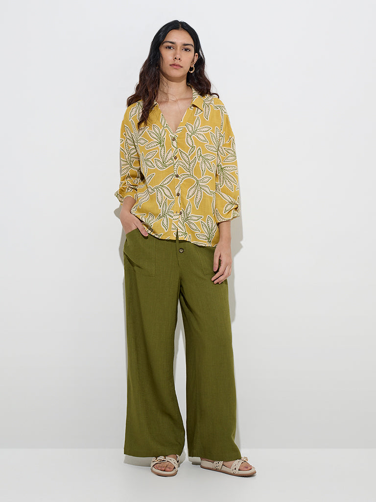 LOV Mustard Leaf Printed Shirt - Image 3