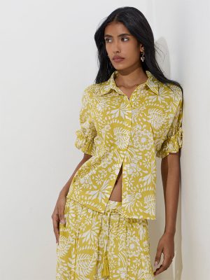 LOV Lime Botanical Printed Shirt