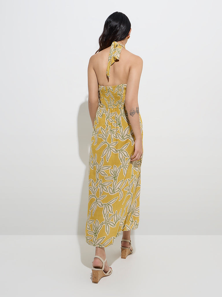 LOV Mustard Leaf Design A-Line Dress - Image 4