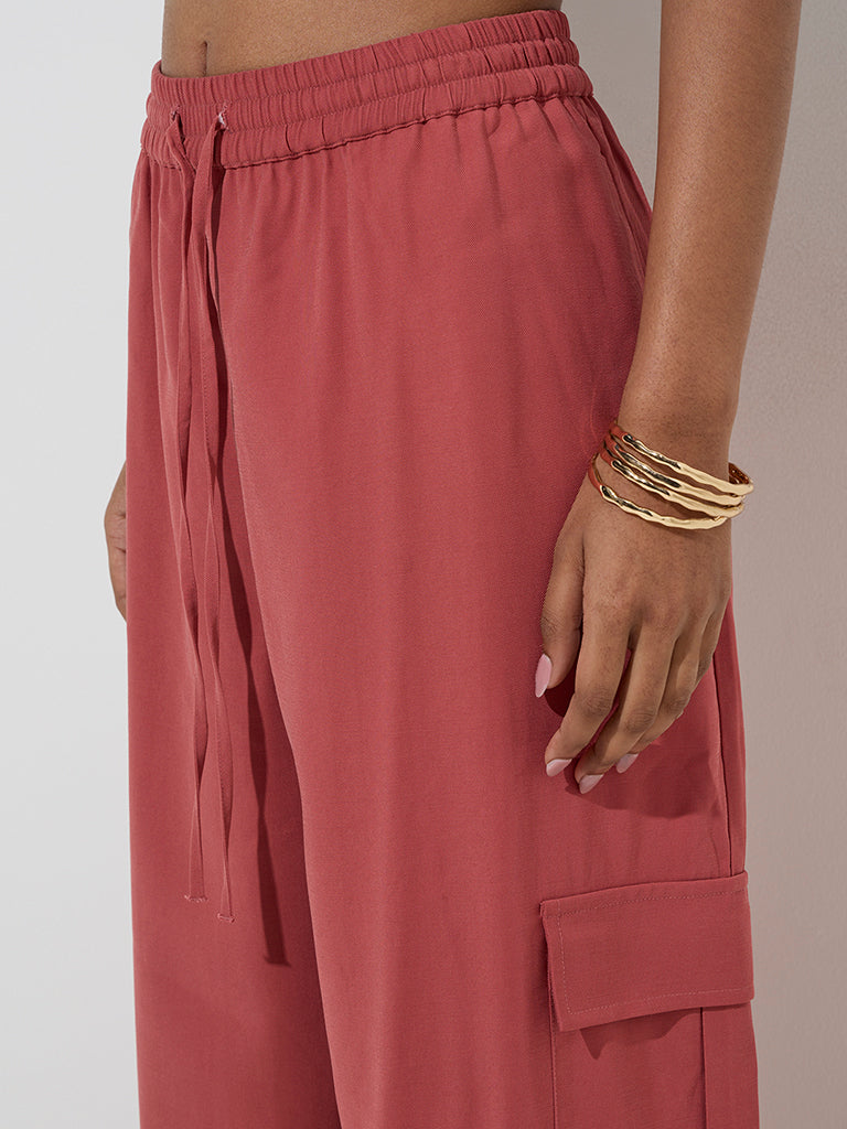 LOV Dusty Pink Wide-Leg High-Rise Pants - Image 2