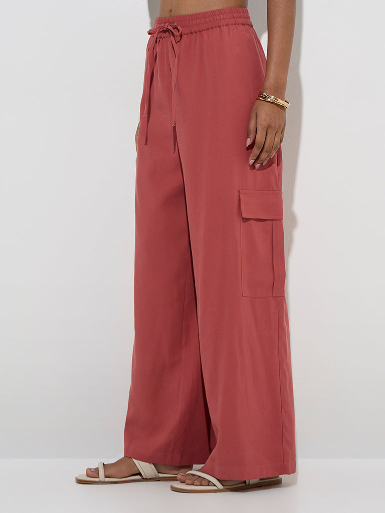 LOV Dusty Pink Wide-Leg High-Rise Pants - Image 3