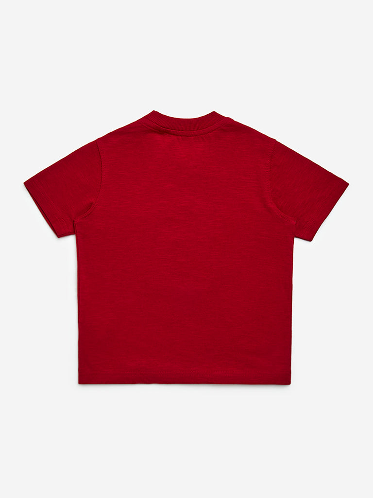 HOP Kids Red Applique-Detailed Cotton T-Shirt - Image 2