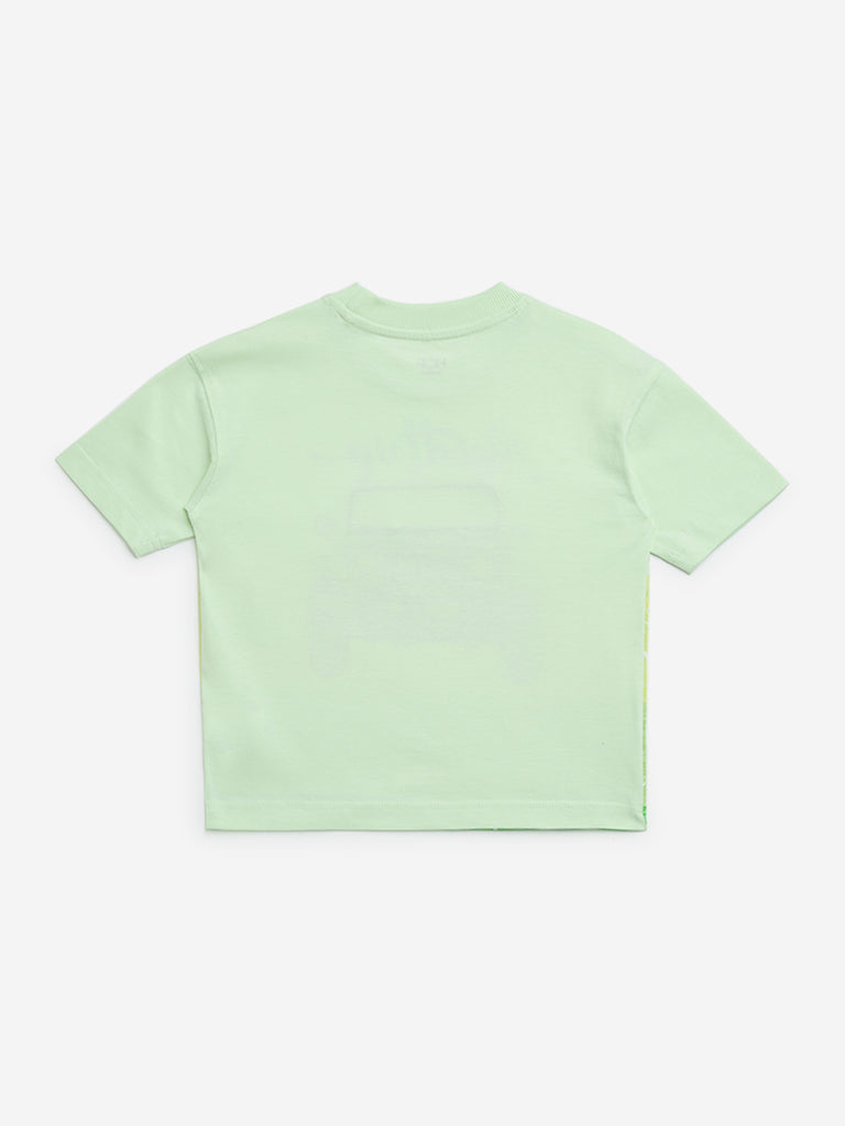 HOP Kids Green Jeep Printed Cotton T-Shirt - Image 2
