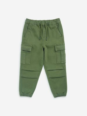 HOP Kids Olive High-Rise Cotton Joggers