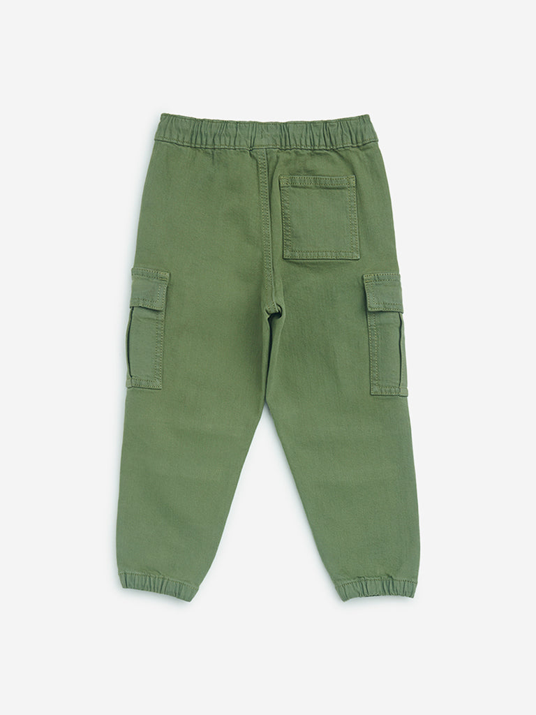 HOP Kids Olive High-Rise Cotton Joggers - Image 3