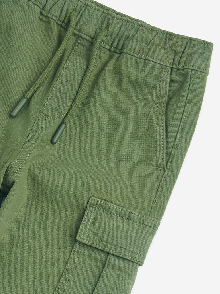 HOP Kids Olive High-Rise Cotton Joggers - Image 4