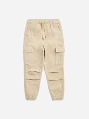 HOP Kids Beige Relaxed-Fit Mid-Rise Jeans