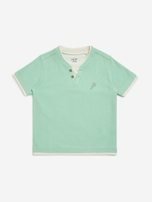 HOP Kids Sage Embroidered Cotton T-Shirt