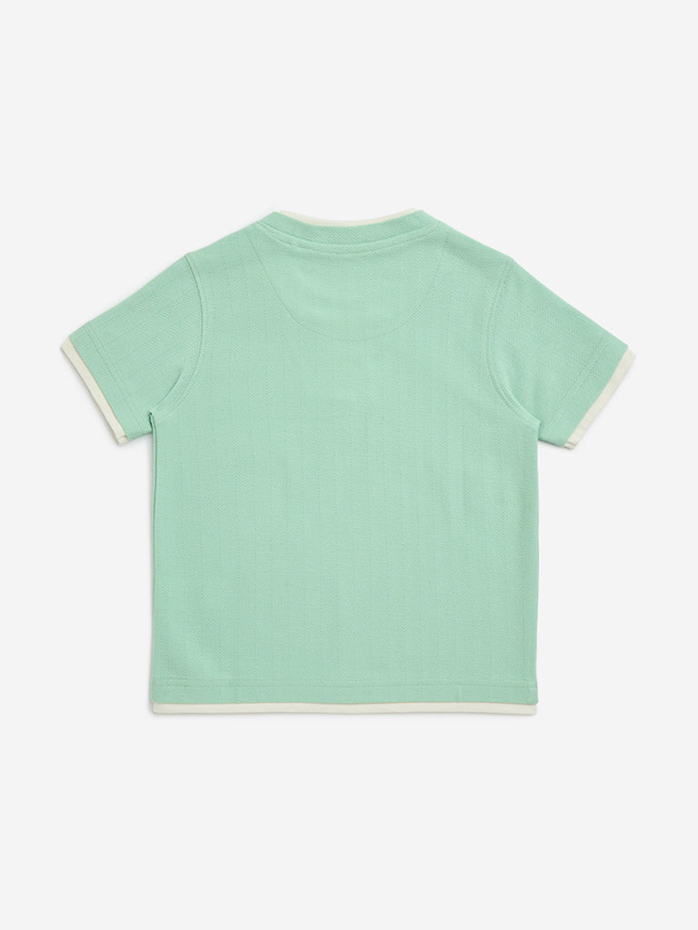 HOP Kids Sage Embroidered Cotton T-Shirt - Image 3