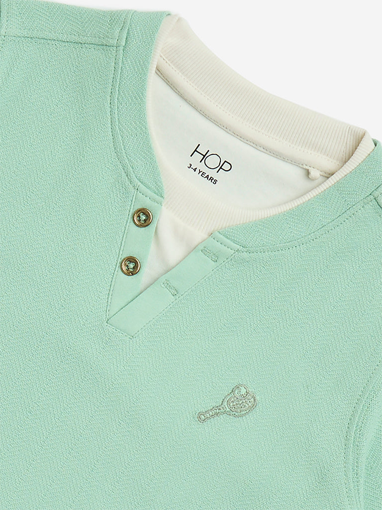 HOP Kids Sage Embroidered Cotton T-Shirt - Image 4