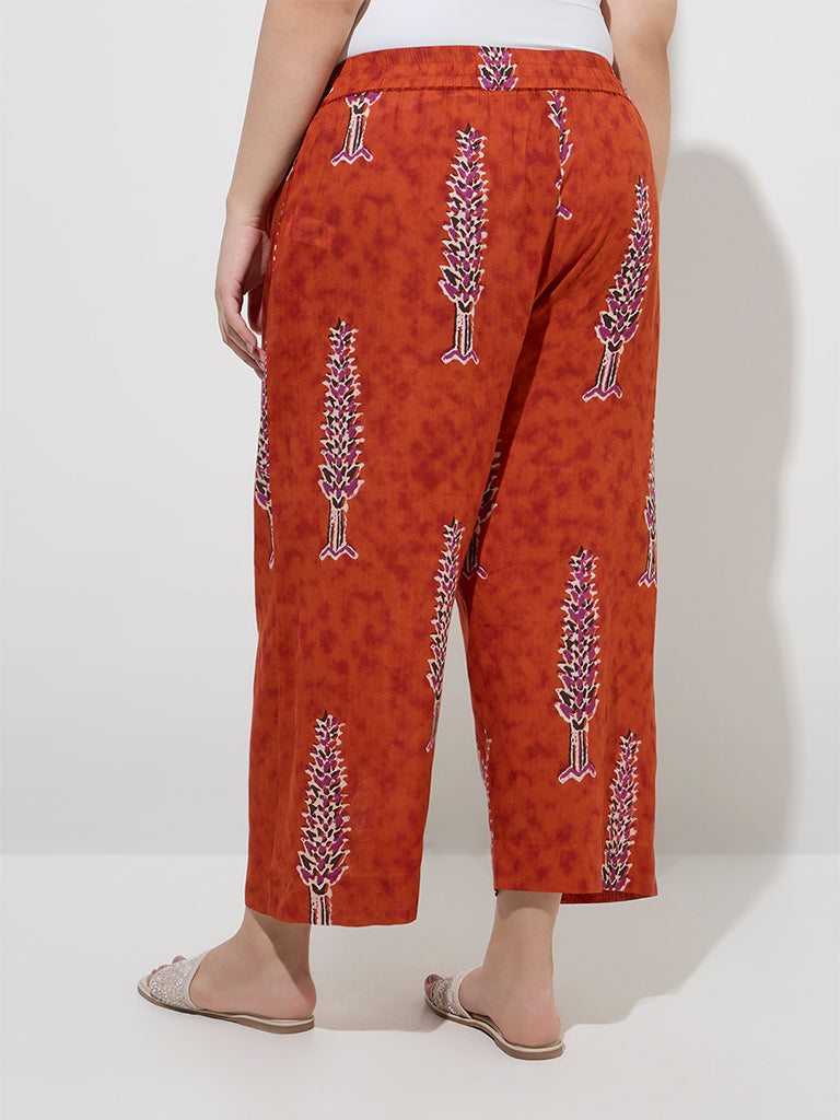 Diza Rust Foliage Design Ethnic Pants - Image 2