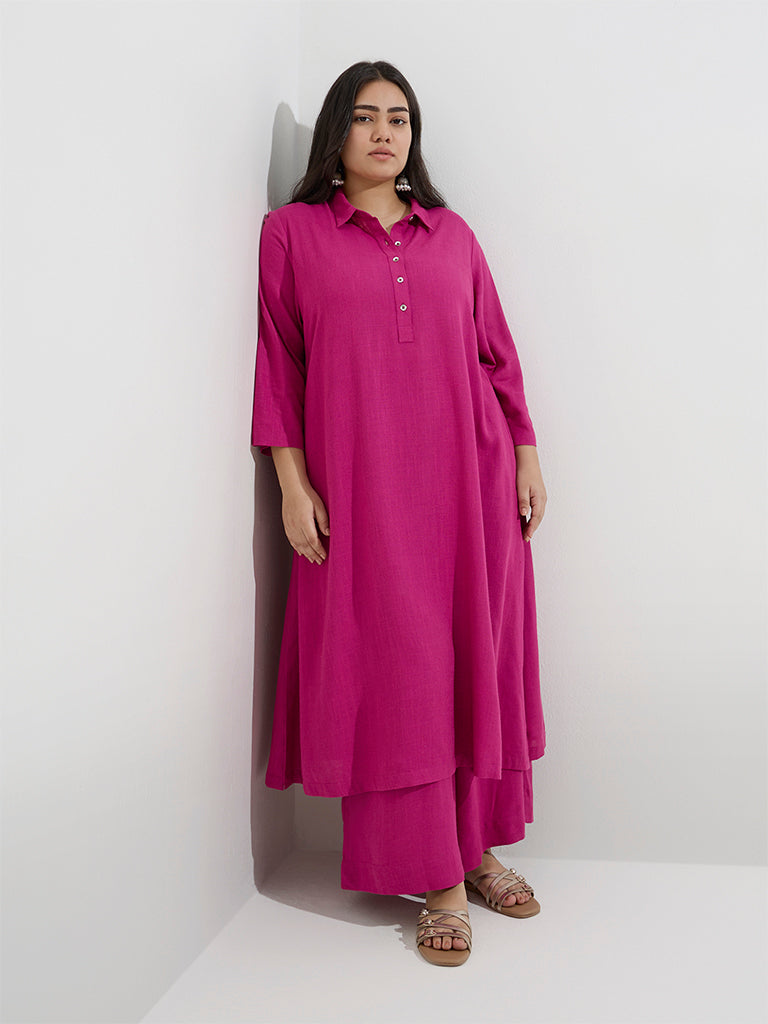 Diza Magenta Solid Palazzos