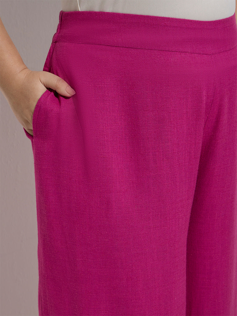 Diza Magenta Solid Palazzos - Image 3