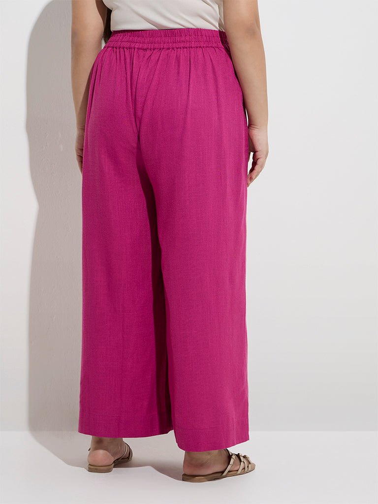 Diza Magenta Solid Palazzos - Image 4