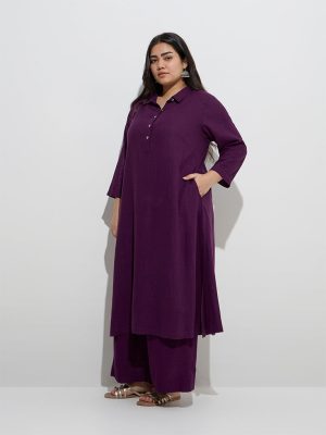 Diza Purple Printed A-Line Kurta