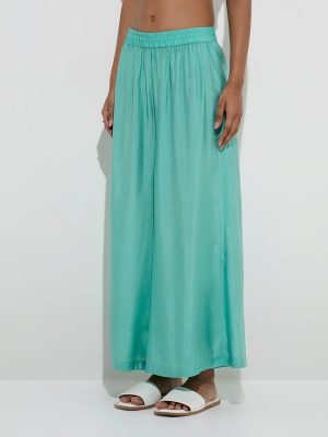 Utsa Aqua Solid Palazzos