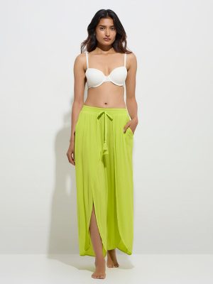 Wunderlove Lime Self-Textured High-Rise Beach Pants