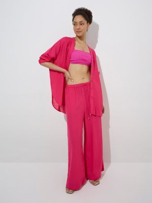 Wunderlove Fuchsia High-Rise Beach Pants