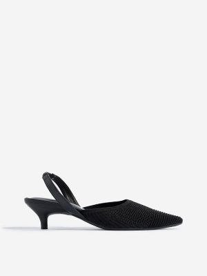 LUNA BLU Black Knitted Kitten Mules