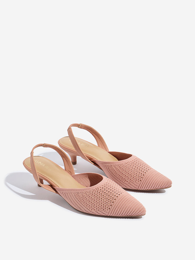 LUNA BLU Blush Pink Knitted Kitten Mules - Image 2