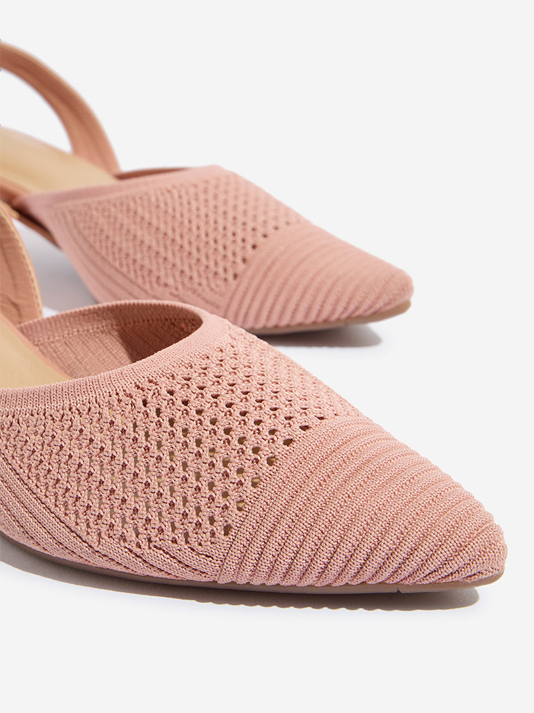 LUNA BLU Blush Pink Knitted Kitten Mules - Image 3