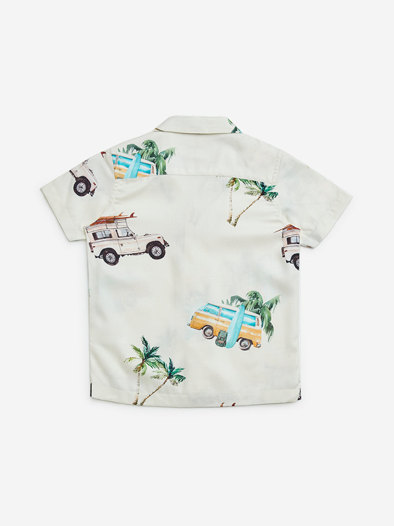 HOP Kids Off-White Printed Resort-Fit Shirt - Image 2