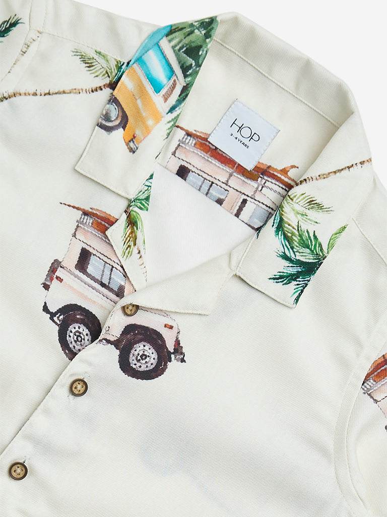 HOP Kids Off-White Printed Resort-Fit Shirt - Image 3
