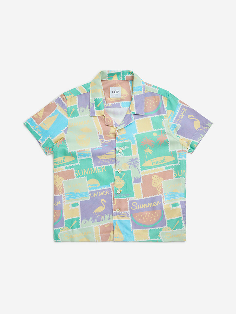 HOP Kids Multicolour Printed Resort-Fit Shirt