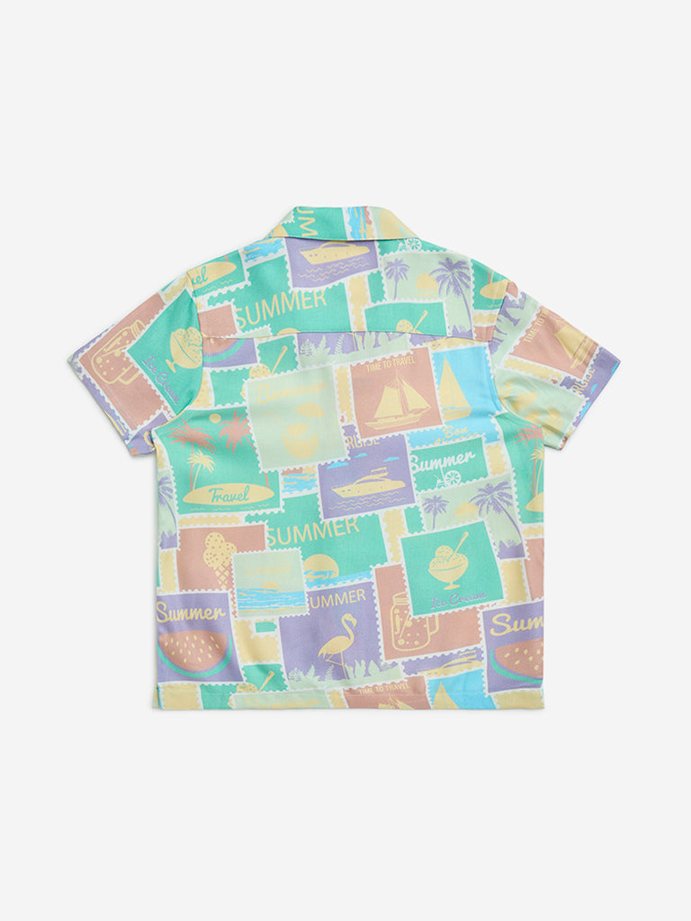 HOP Kids Multicolour Printed Resort-Fit Shirt - Image 2