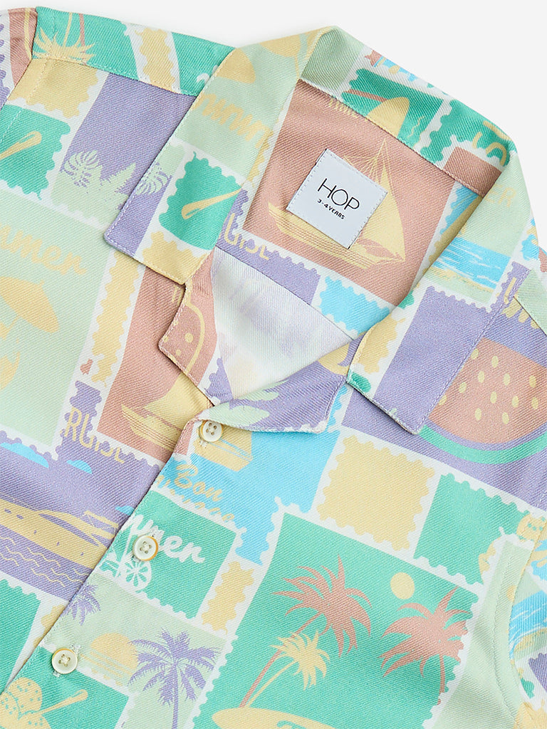 HOP Kids Multicolour Printed Resort-Fit Shirt - Image 3