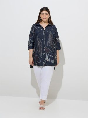 Diza Black Abstract Printed Straight Tunic