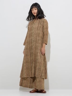 Utsa Beige Butta Design A-Line Kurta