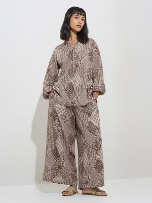 Utsa Beige Printed Tunic