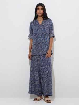 Utsa Indigo Botanical Printed Ethnic Pants