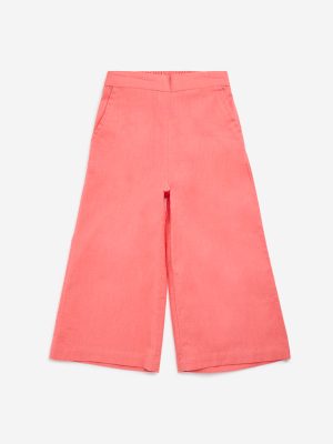 Utsa Kids Coral Cotton-Blend Palazzos - (2-8yrs)