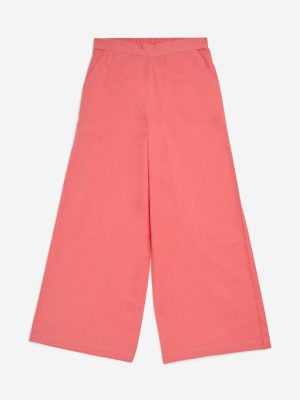Utsa Kids Coral Solid Cotton-Blend Palazzos - (8-14yrs)